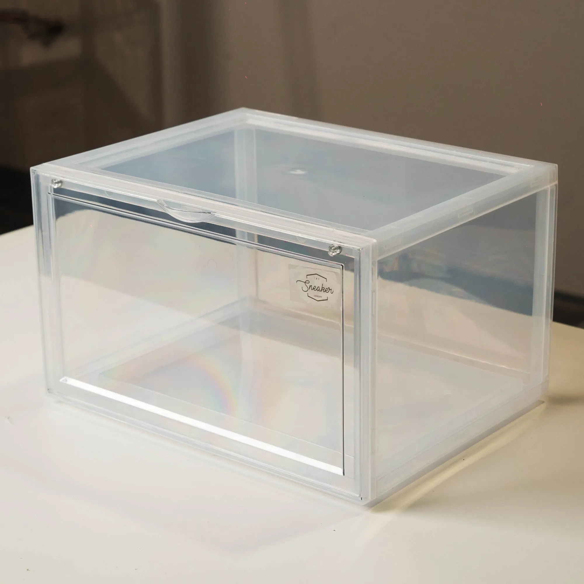 Side View Drop Front Shoe Box | Clear