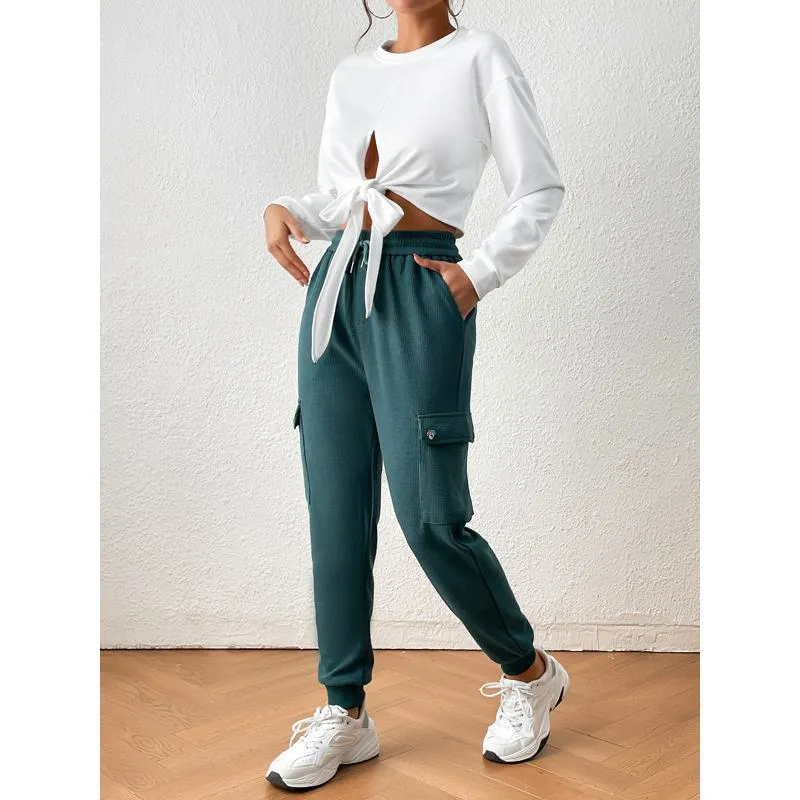 Slim-Fit Sports Elastic Houndstooth Pocket Sports Pants