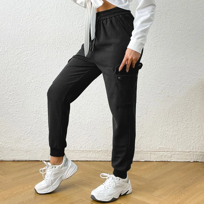 Slim-Fit Sports Elastic Houndstooth Pocket Sports Pants