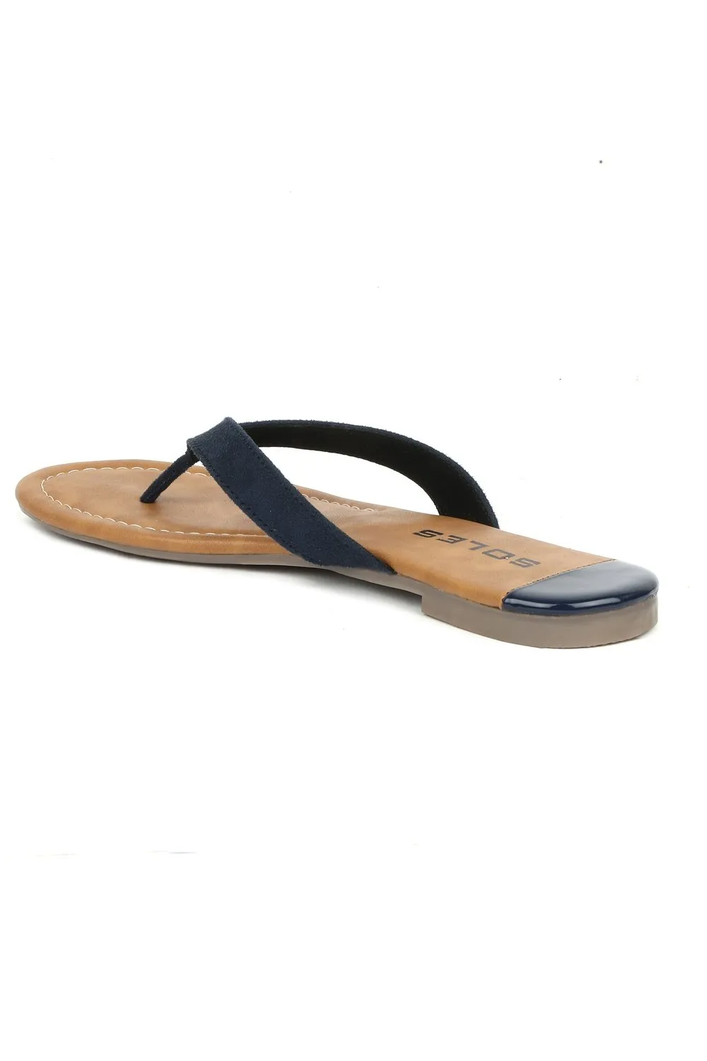 SOLES Vibrant Blue Flat Sandals - Luxurious Elegance