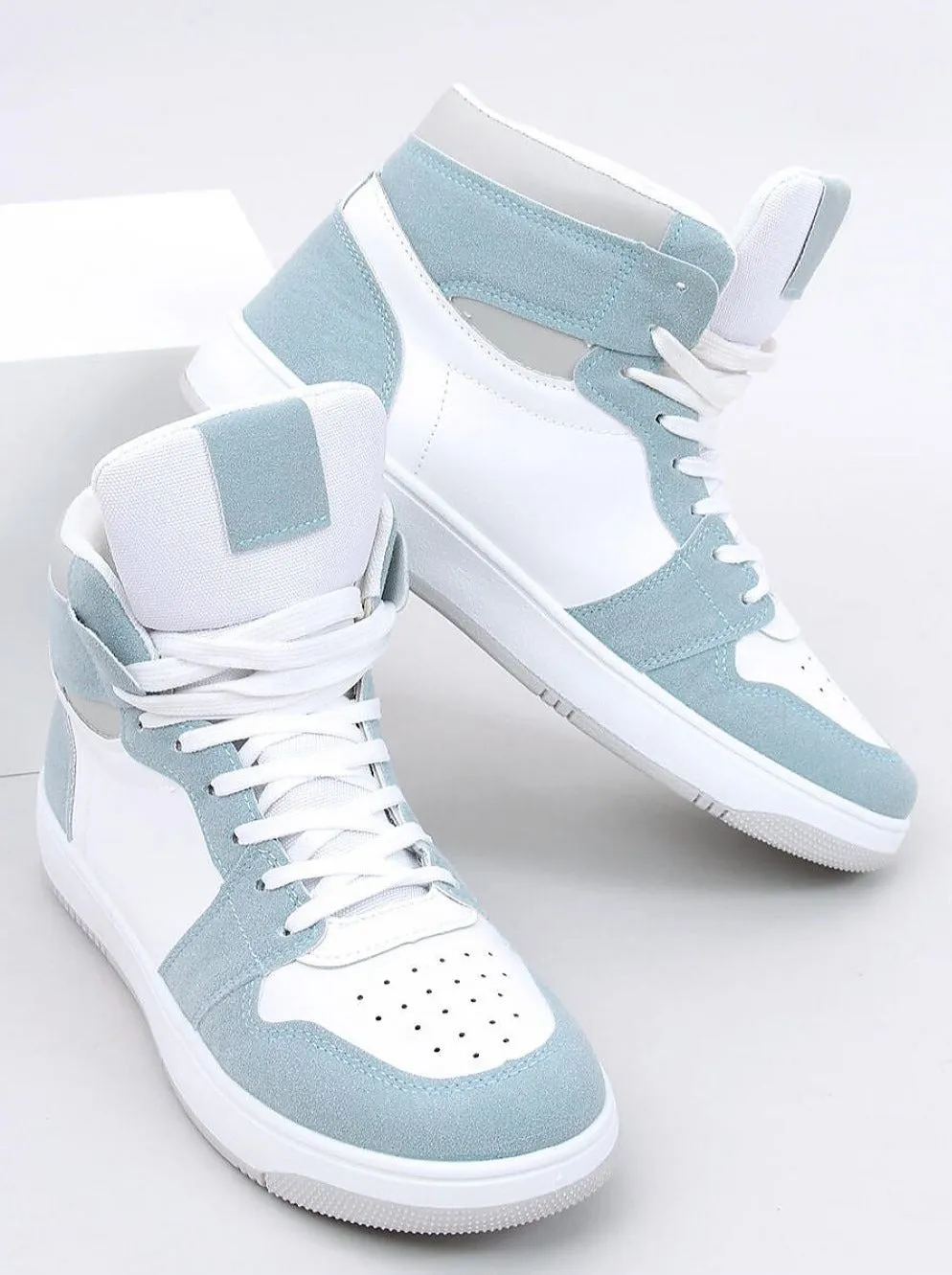 TEEK - Light Blue Grey Womens High-Top Sneakers