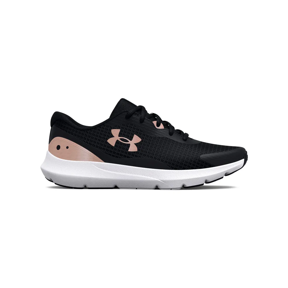 'Under Armour' Women's Surge 3 - Black / White / Rose Gold