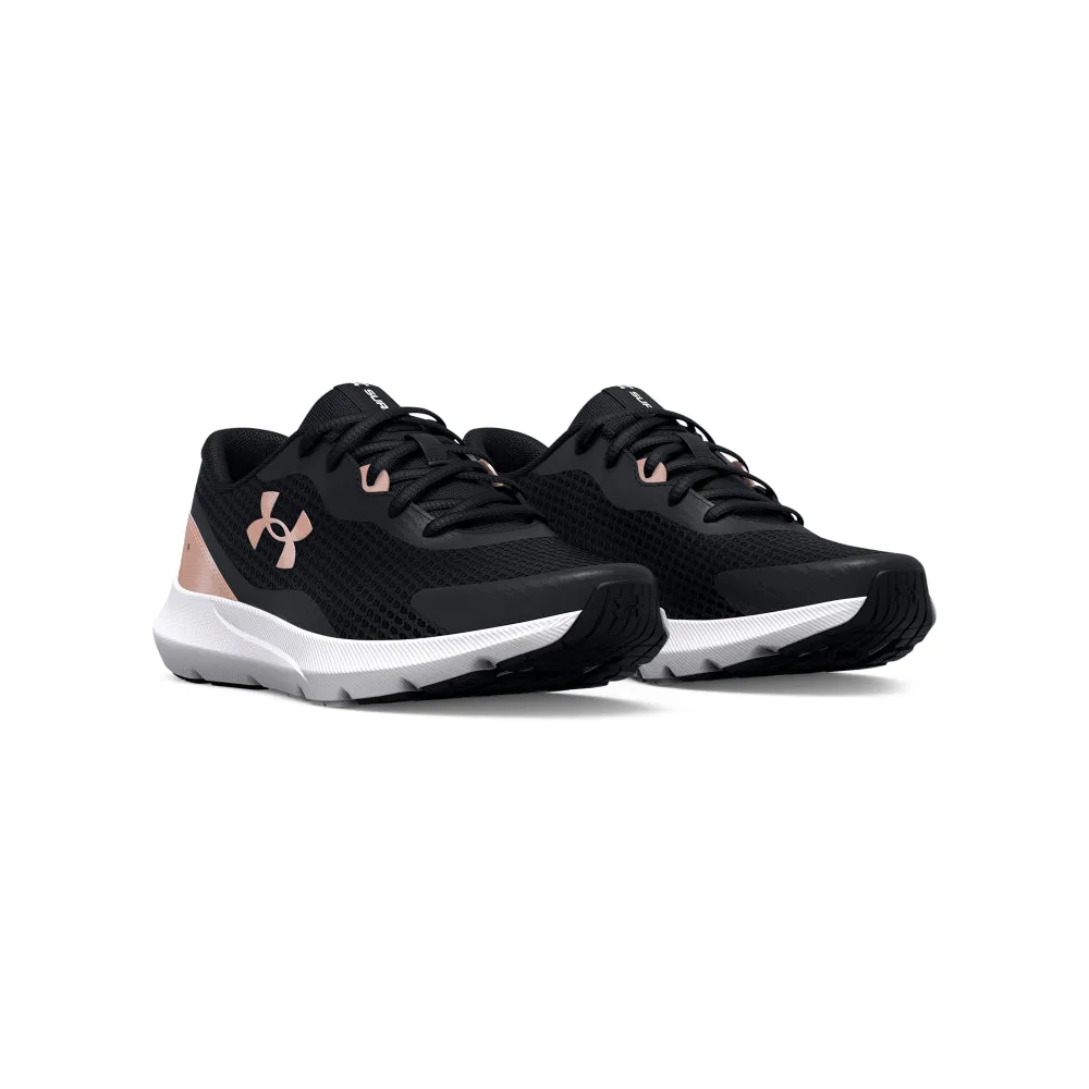 'Under Armour' Women's Surge 3 - Black / White / Rose Gold