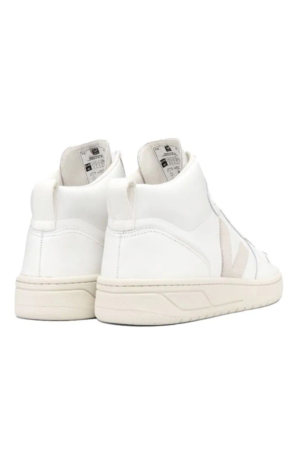 Veja V-15 Eco-Friendly Leather Sneakers - Bright White/Natural