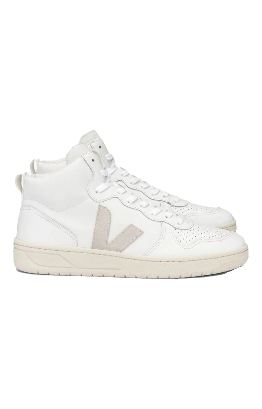 Veja V-15 Eco-Friendly Leather Sneakers - Bright White/Natural