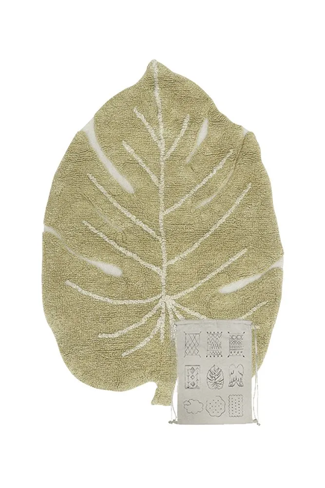 WASHABLE RUG MINI MONSTERA OLIVE