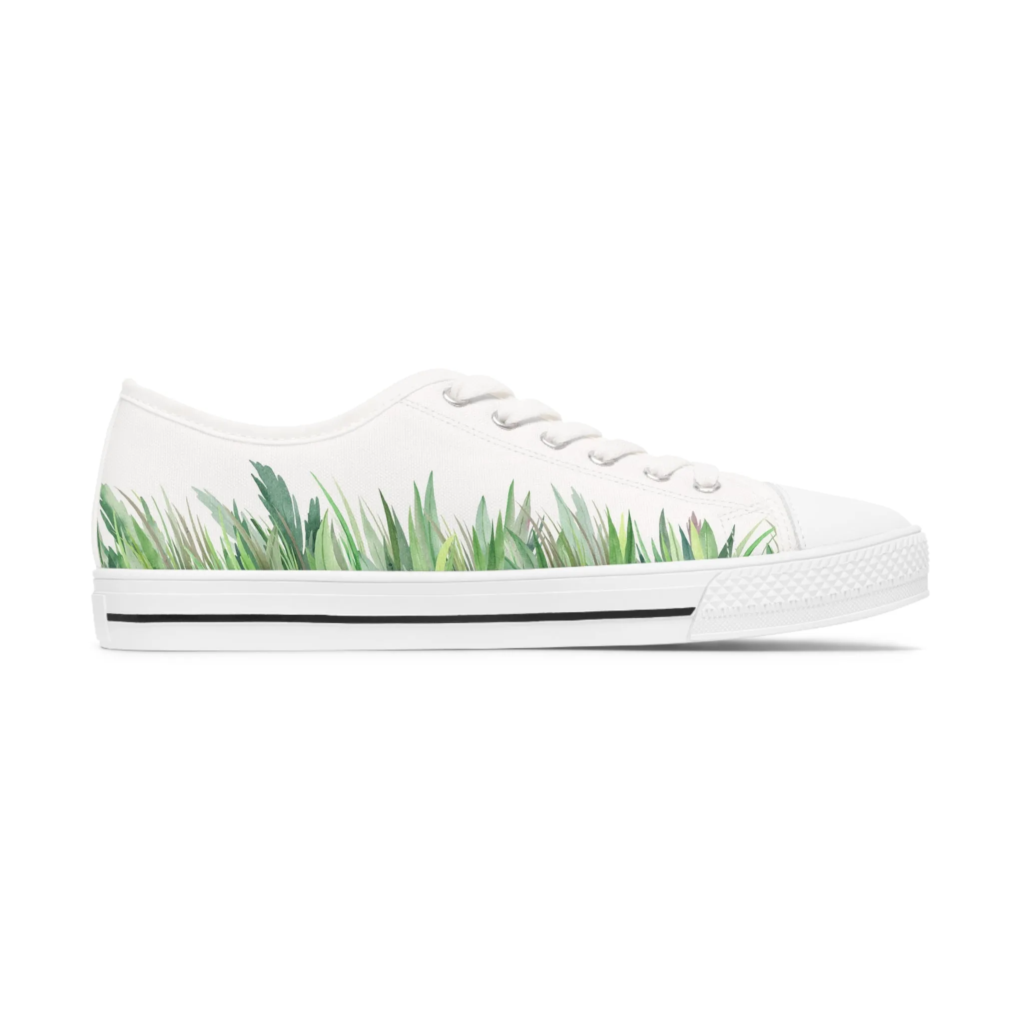 Watercolor Grass Women's Low Top Sneakers