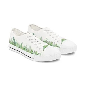 Watercolor Grass Women's Low Top Sneakers