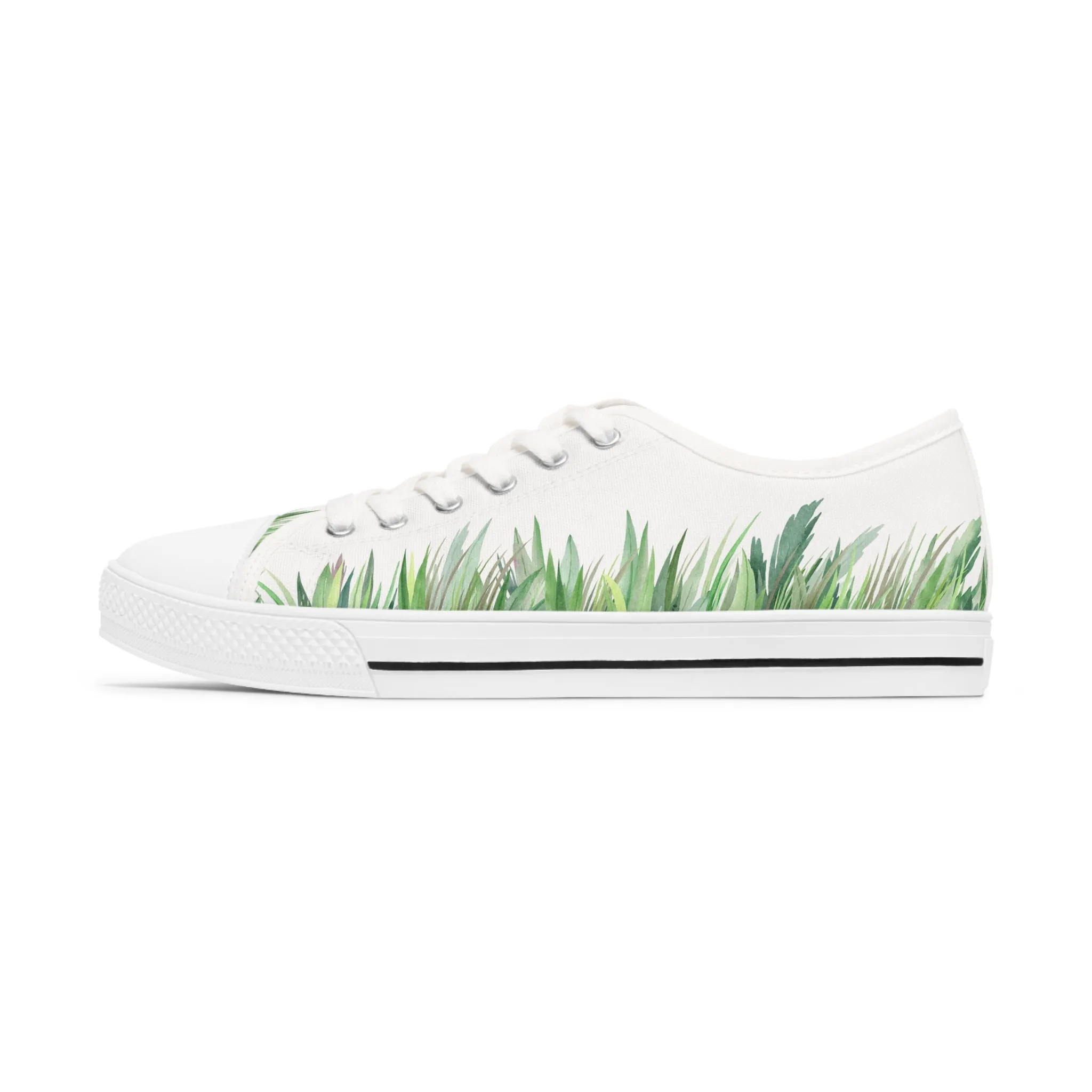 Watercolor Grass Women's Low Top Sneakers