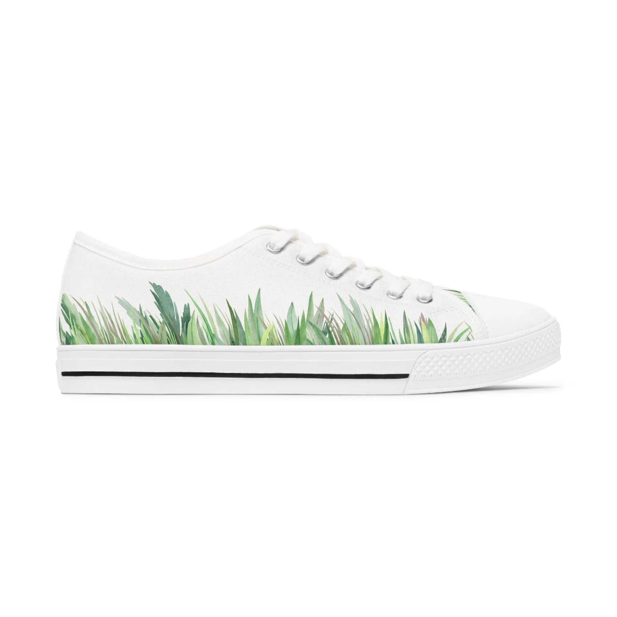 Watercolor Grass Women's Low Top Sneakers