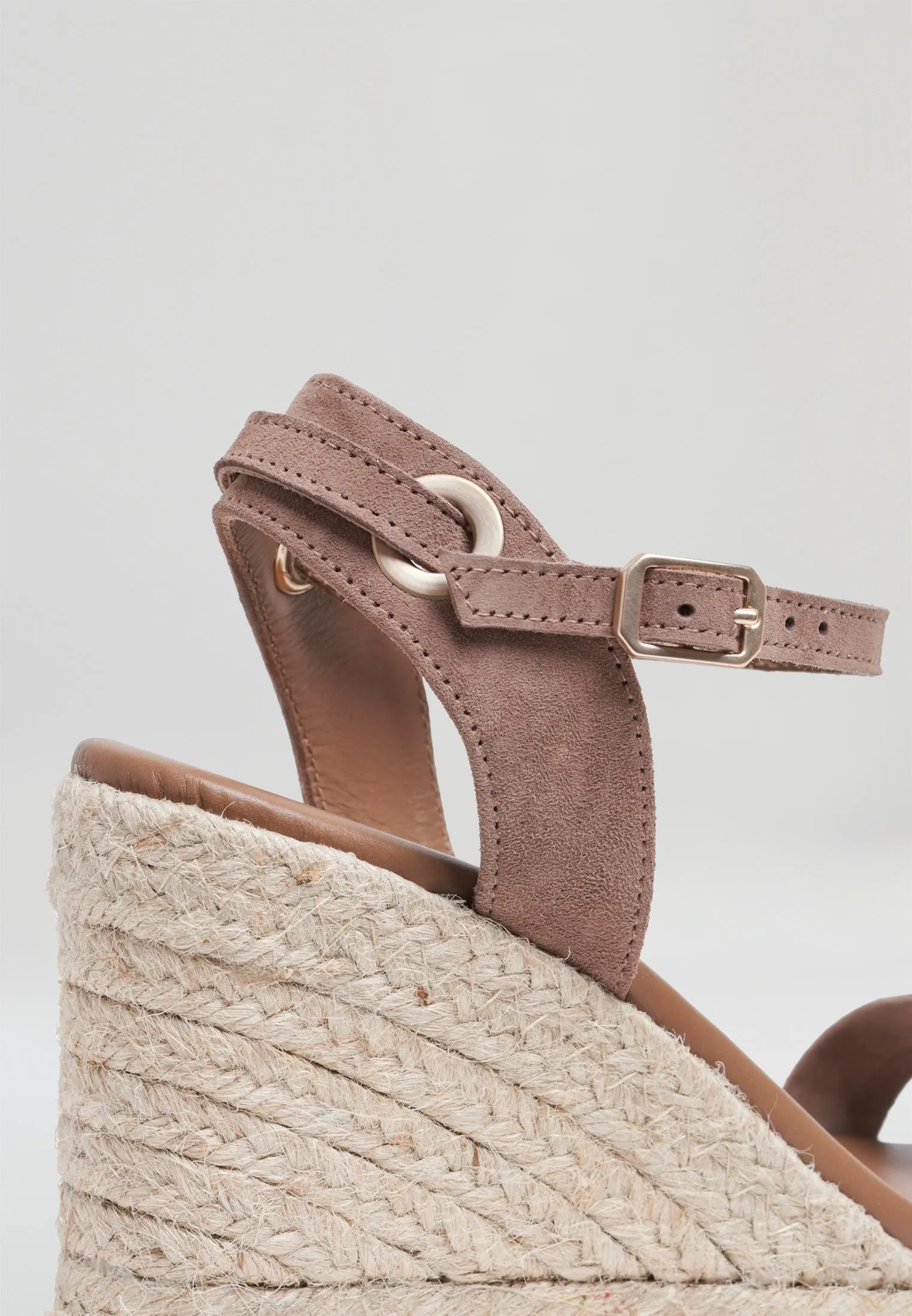 Wedge Sandals - Taupe Suede