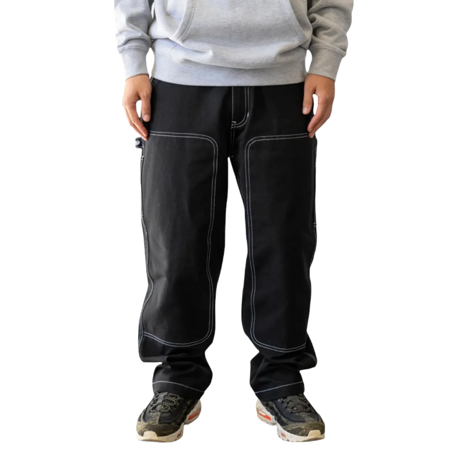 WELCOME BRACE DOUBLE-KNEE CANVAS CARPENTER PANT - BLACK