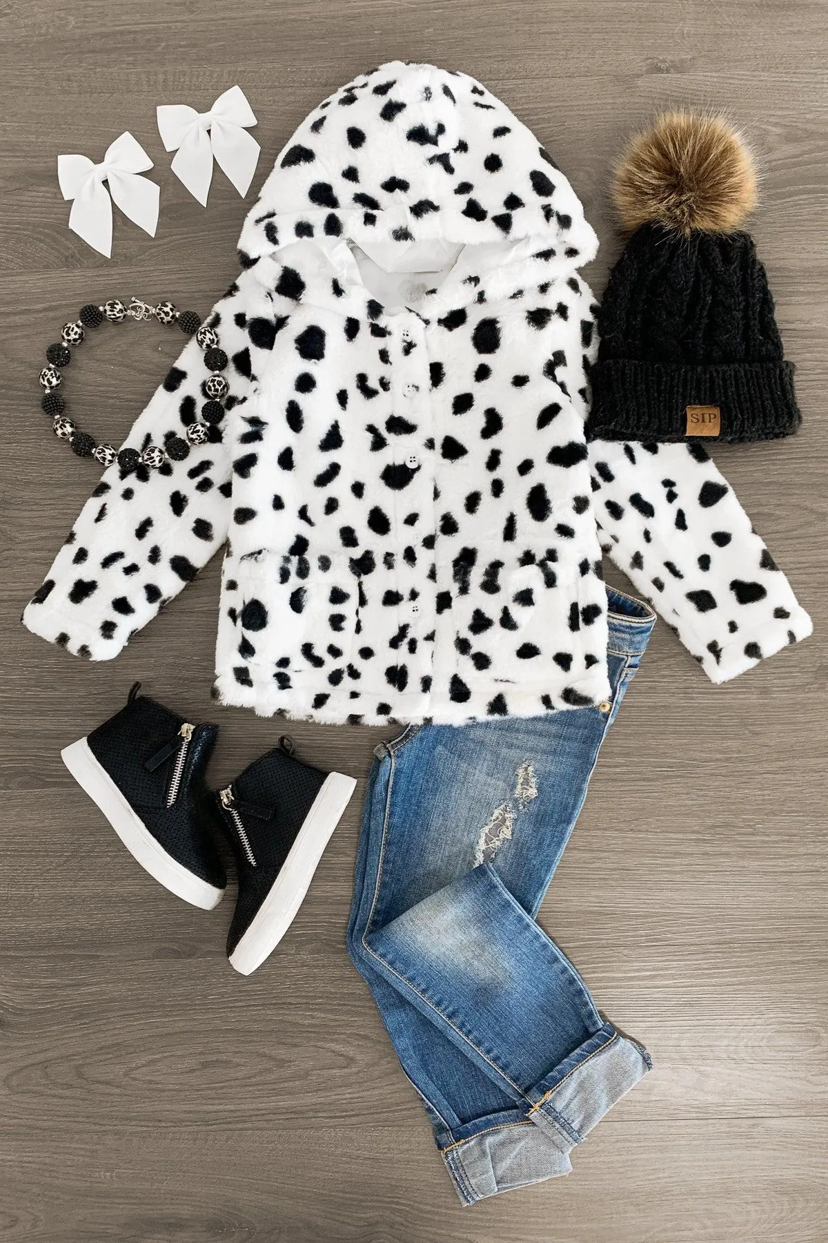 White Cheetah Button Up Hoodie