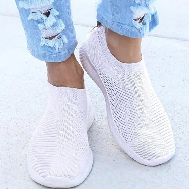 Women Shoes Knitting Sock Sneakers Women Spring Summer Slip On Flat Shoes