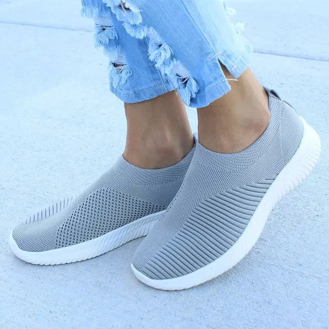 Women Shoes Knitting Sock Sneakers Women Spring Summer Slip On Flat Shoes