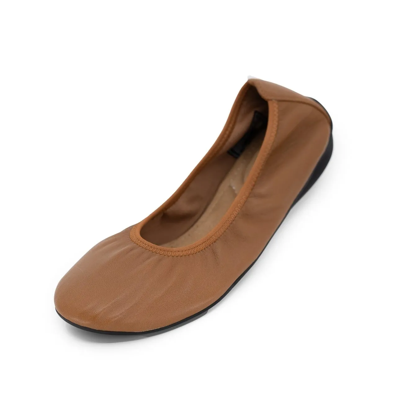 Women's Cognac Leather Ballet Flat