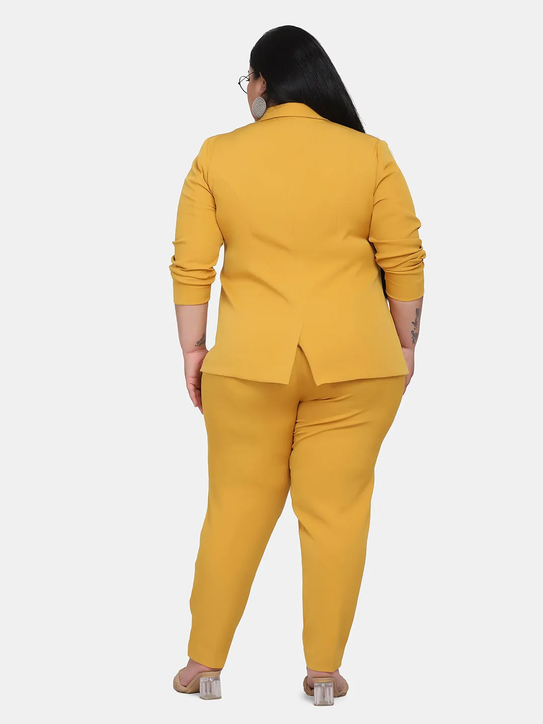 Women’s Formal Pant Suit For Work- Mustard Yellow