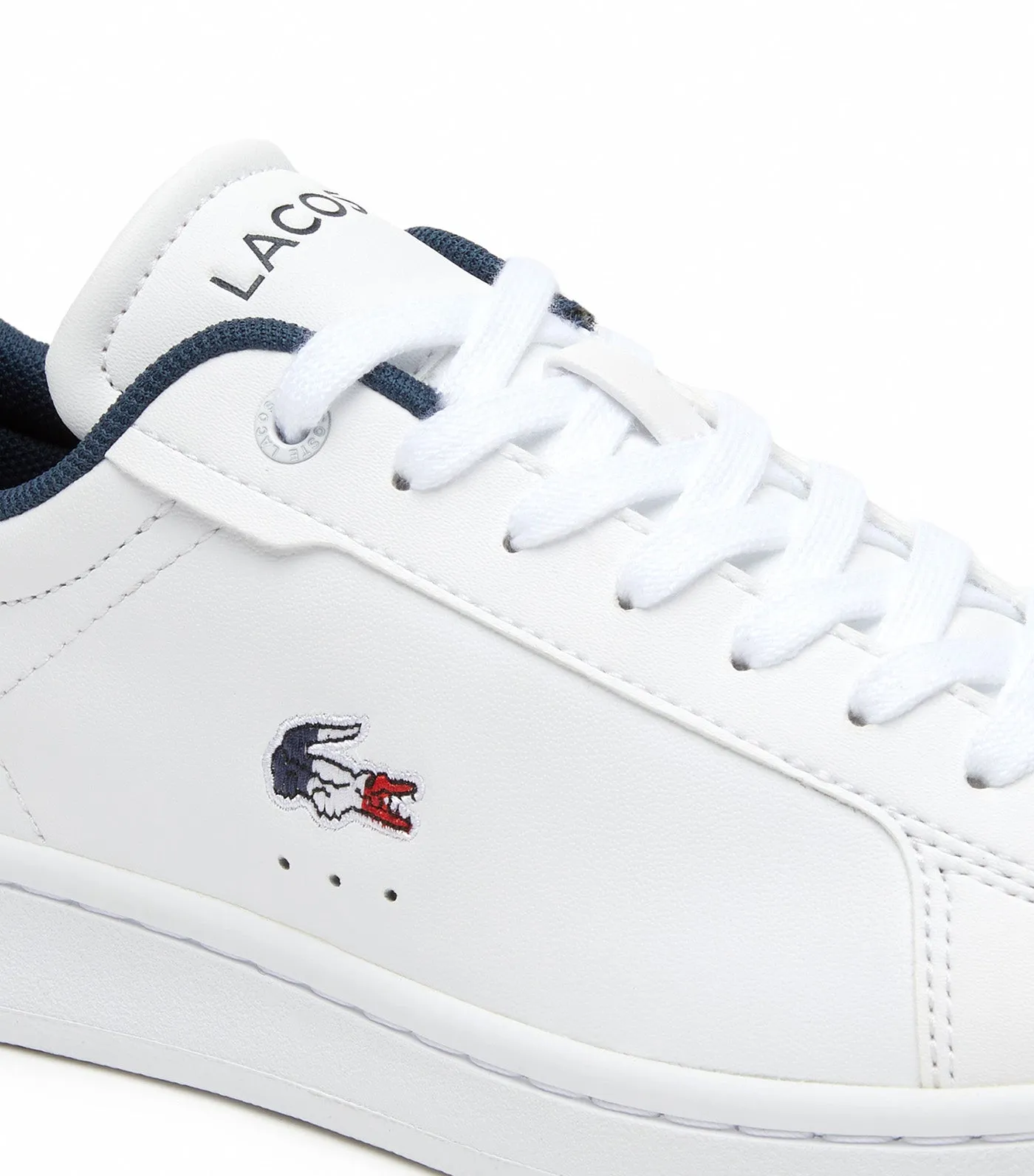 Women's Lacoste Carnaby Pro Leather Tricolour Trainers White/Navy/Red