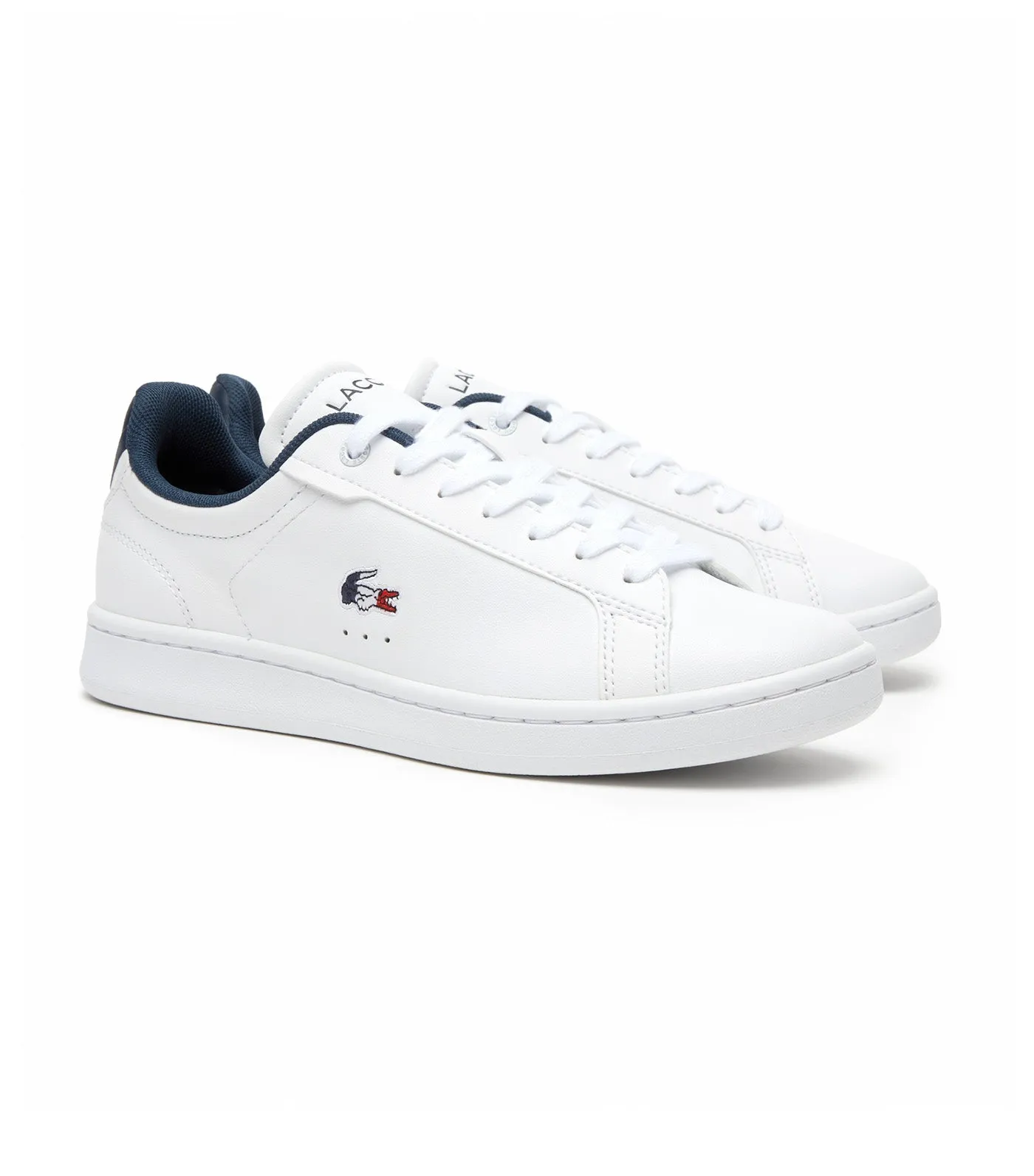 Women's Lacoste Carnaby Pro Leather Tricolour Trainers White/Navy/Red