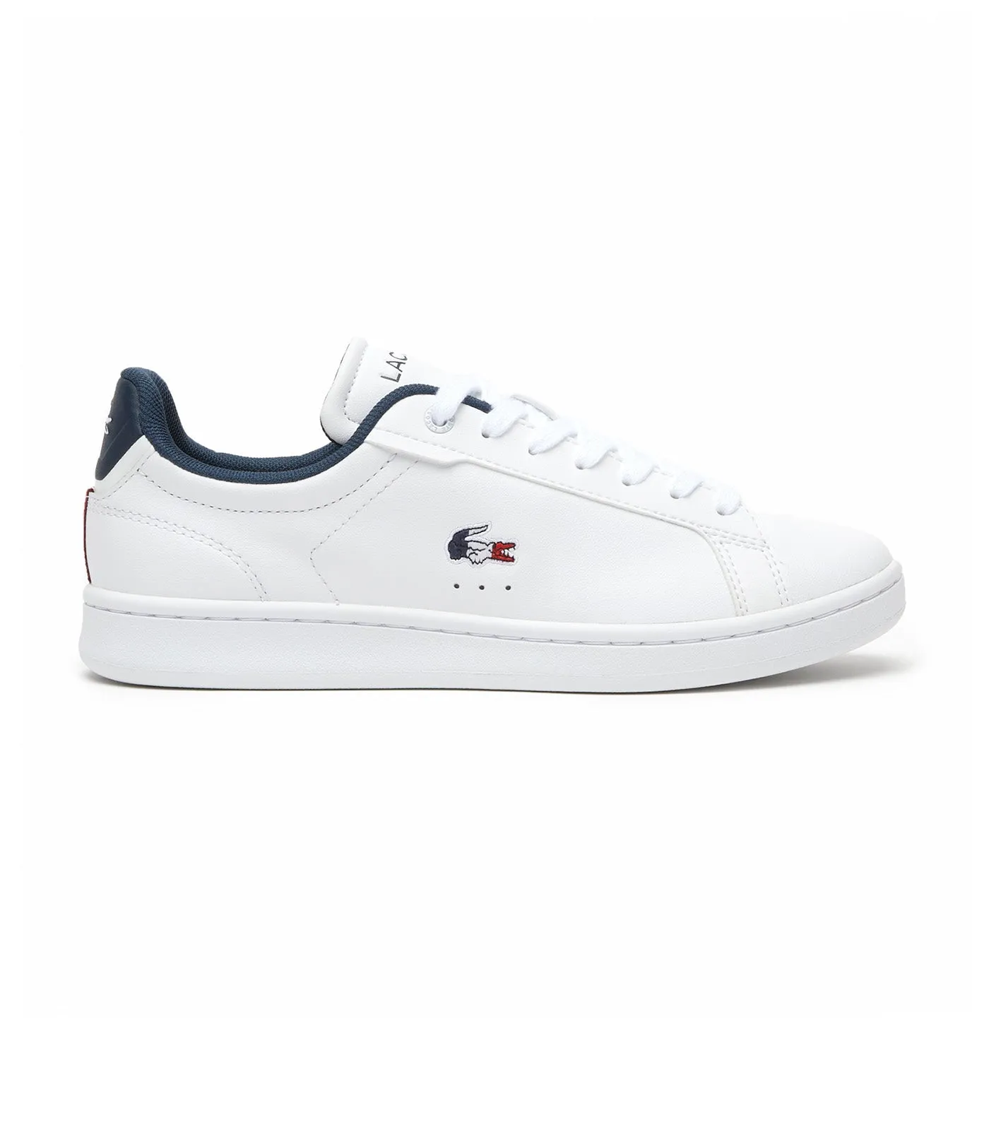 Women's Lacoste Carnaby Pro Leather Tricolour Trainers White/Navy/Red