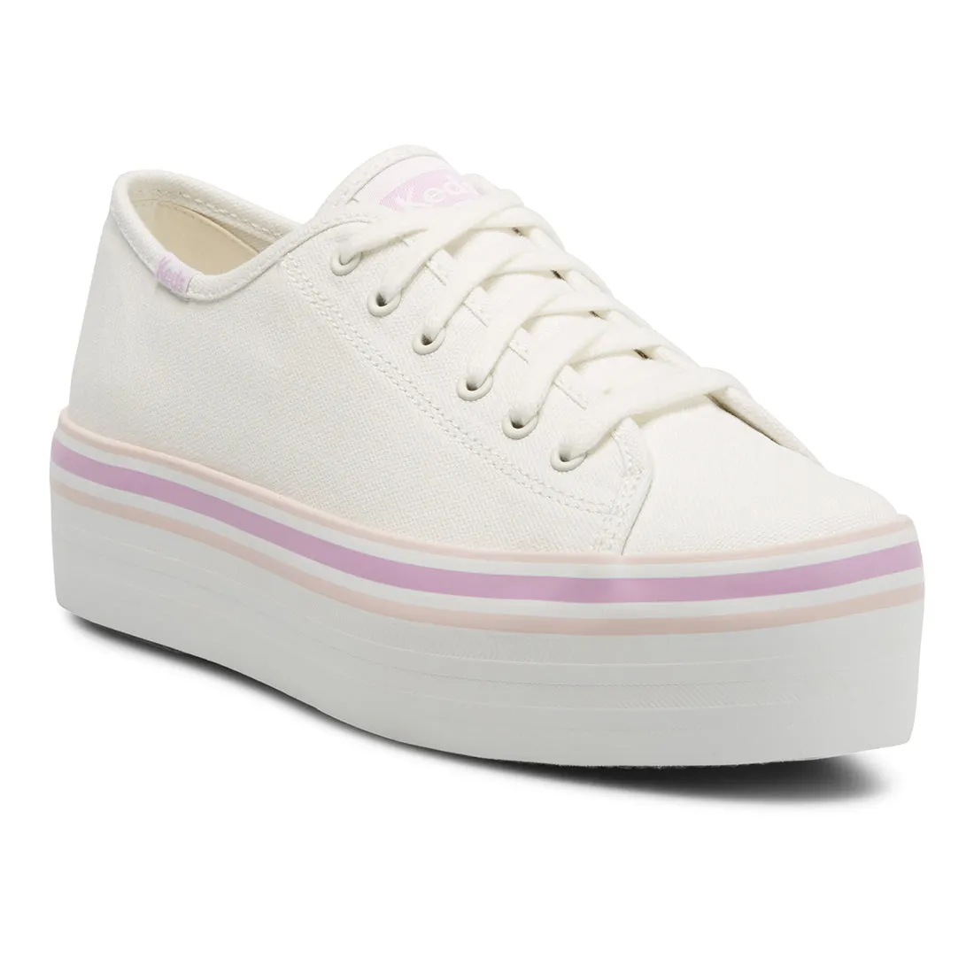 Women's Triple Up Canvas Foxing Stripe White/Lilac (WF67004)