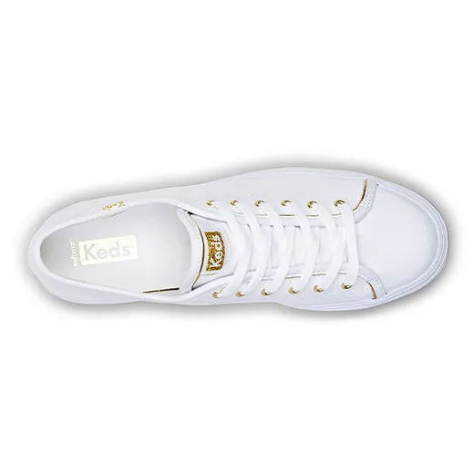 Women's Triple Up Canvas Piping White/Gold (WF67638)