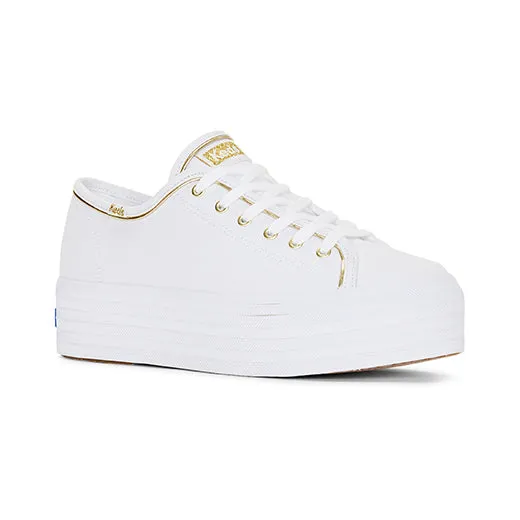 Women's Triple Up Canvas Piping White/Gold (WF67638)