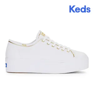 Women's Triple Up Canvas Piping White/Gold (WF67638)