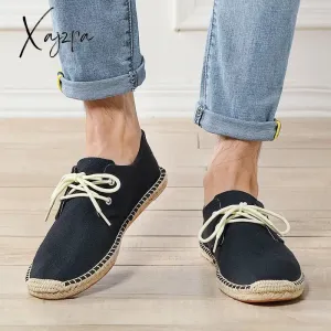 Xajzpa - Men's Hemp Insole Black and White Summer Fisherman's Casual Shoes National Style Men's Hemp Soled Shoes Flat Soled Shoes