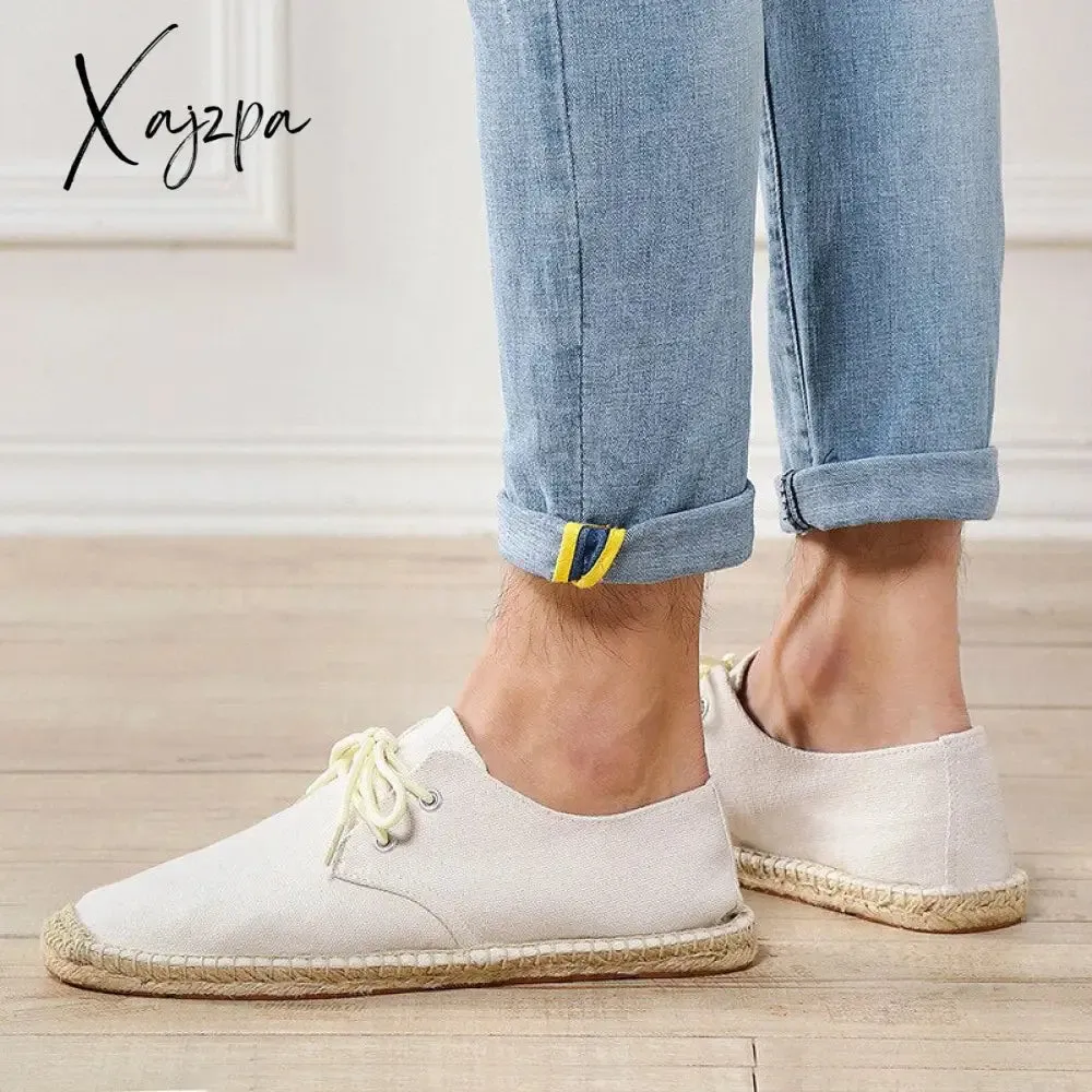 Xajzpa - Men's Hemp Insole Black and White Summer Fisherman's Casual Shoes National Style Men's Hemp Soled Shoes Flat Soled Shoes